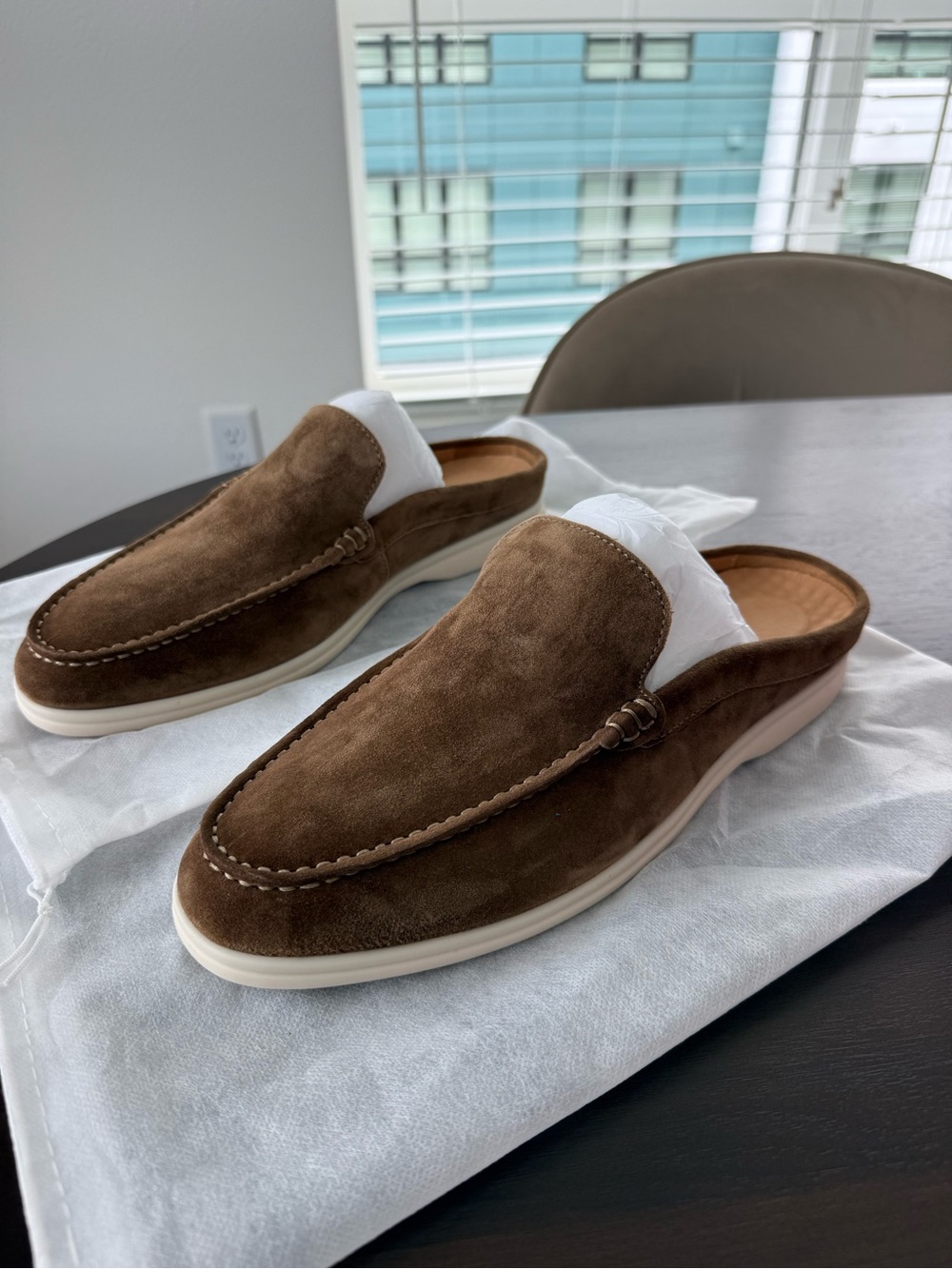 Brown Suede Men’s Slip-On Mule Loafers